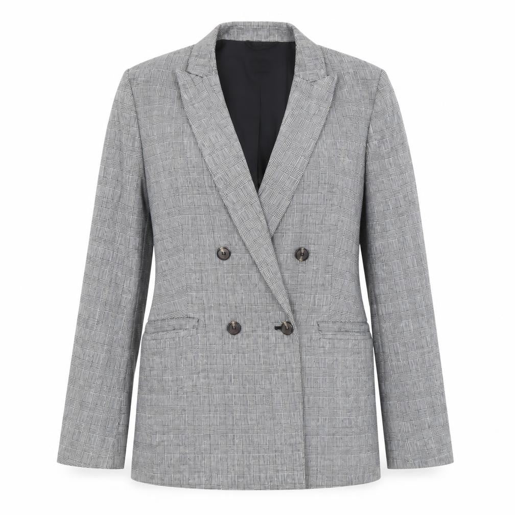 Marks and Spencer Women's Black Check Blazer, Size 36