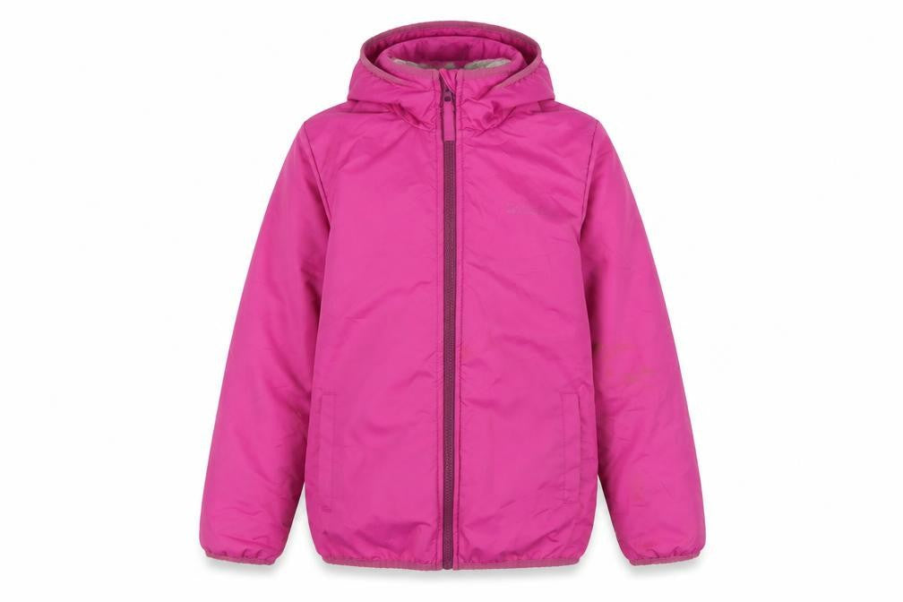 Front view of Mountain Warehouse girls’ pink puffer jacket 9-10 years