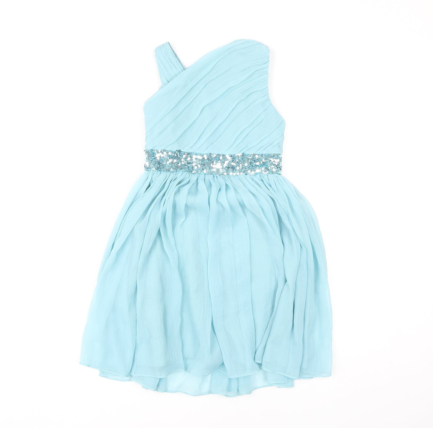 Monsoon Girls Blue A-Line Sequin Dress, 7 Years, Party Ready