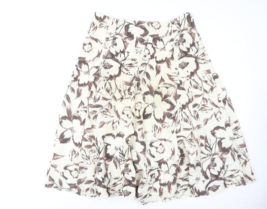 Marks and Spencer Women's Brown A-Line Floral Skirt
