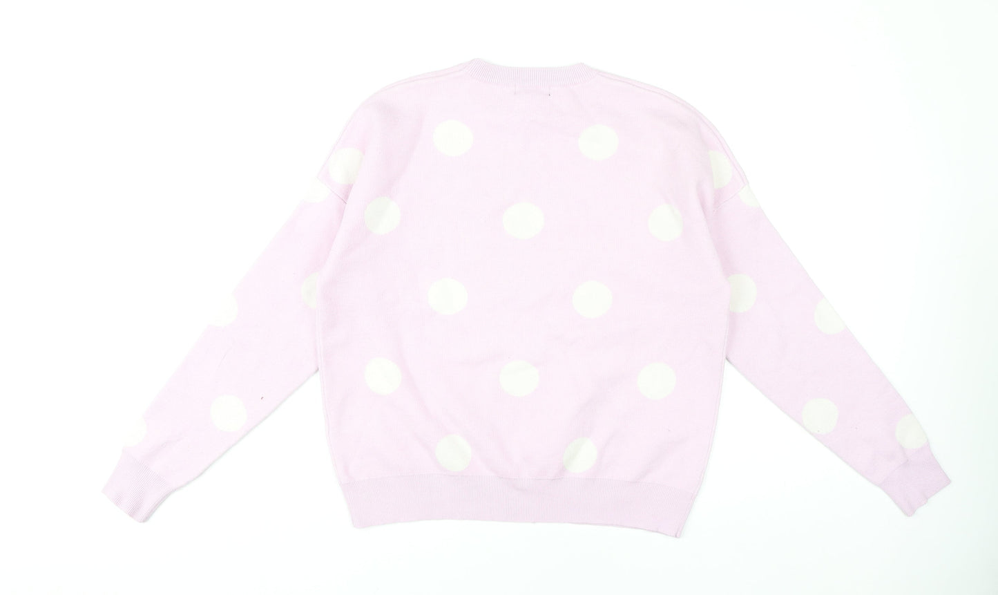 New Look Women's Pink Polka Dot Pullover Jumper S