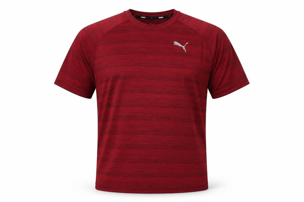 Front view of Puma Men's Red Gym & Training T-Shirt, size S