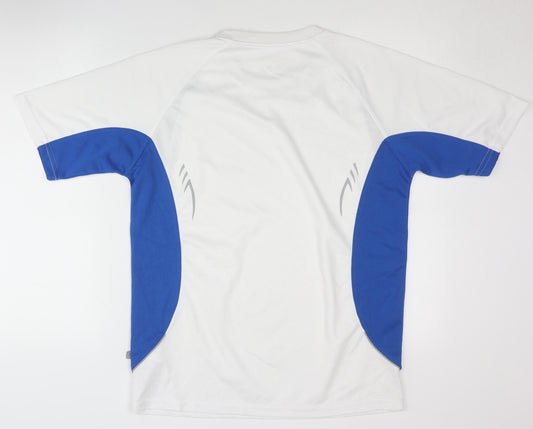 James Nicholson Men's White and Blue T-Shirt, Size L