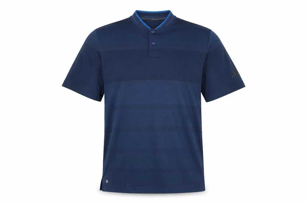 Front view of Adidas Men's Blue Polo Shirt S Lightweight Recycled