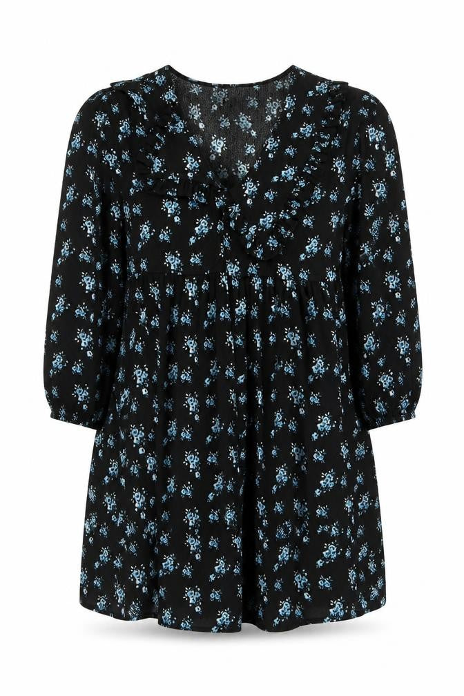 Front view of ASOS Women’s Black Floral Dress, size UK 8, Polyester