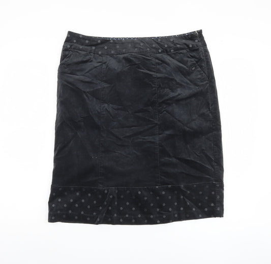 White Stuff Women's Black Cotton Polka Dot Skirt Size 14