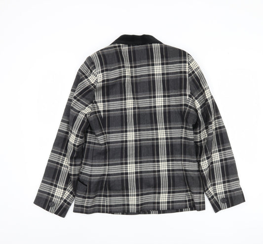 Alexon Women's Black Plaid Blazer 12 - Wool Tailored Jacket