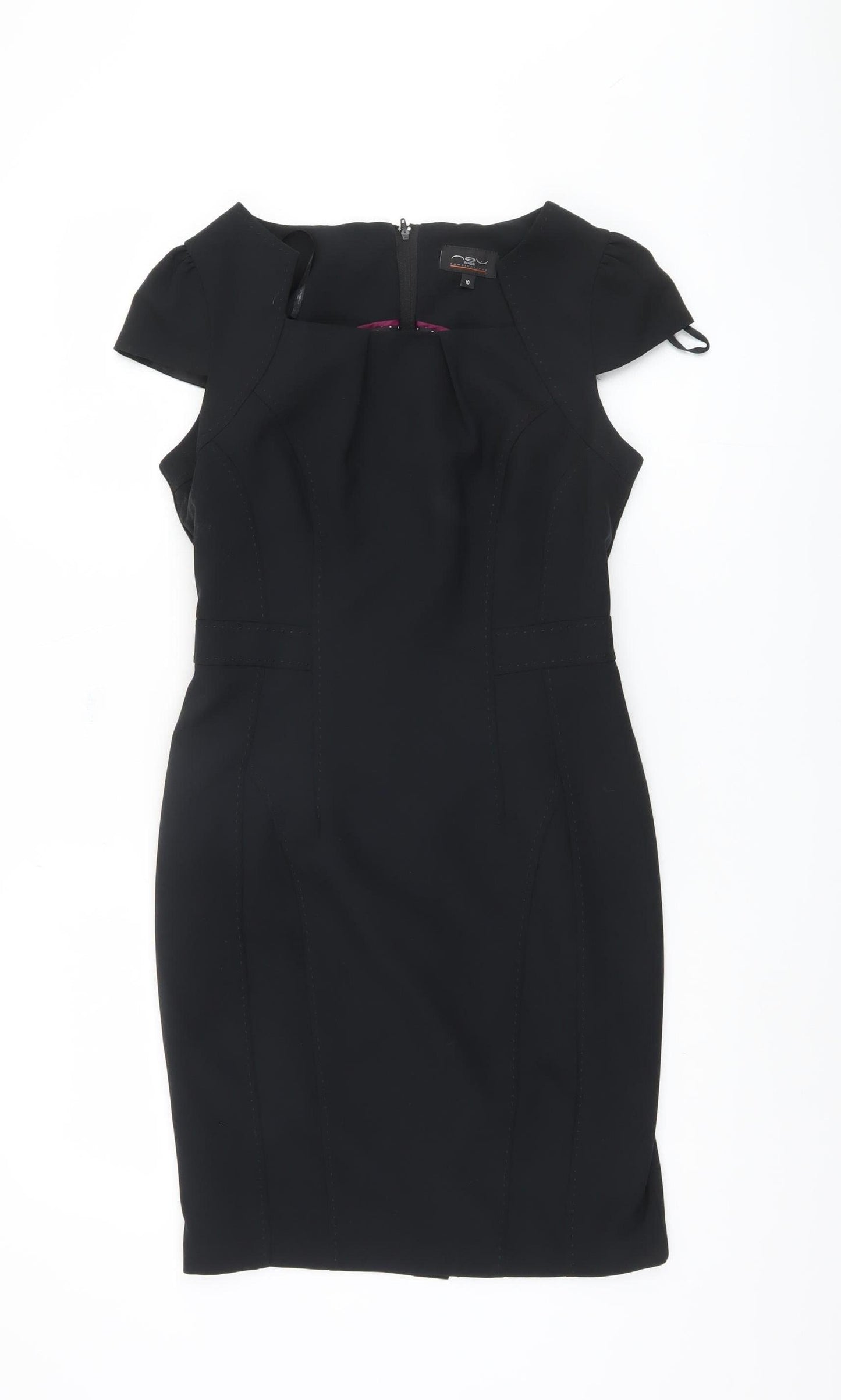 New Look Women's Black Sheath Dress, Size 10, Business Elegance