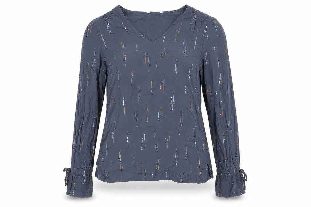 Sandwich Women's Blue Geometric V-Neck Blouse Size 8