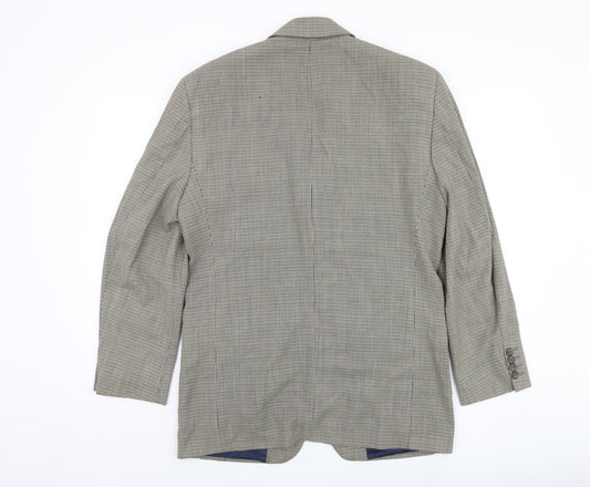 Blazer Men's Grey Check Wool Jacket Size 38R
