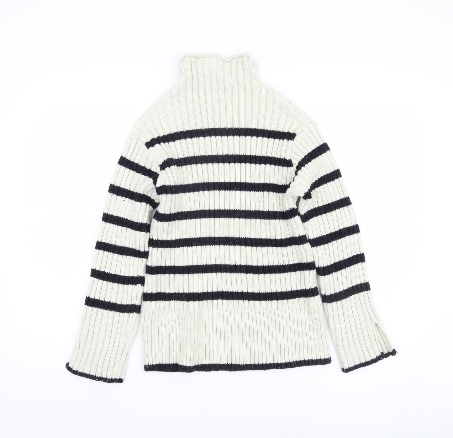 Zara Women's Ivory Striped Pullover Jumper, Size S