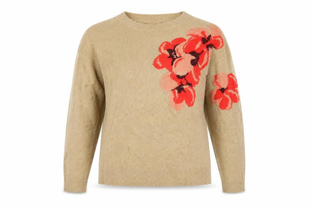 Dorothy Perkins Women's Beige Floral Pullover Jumper, UK 12