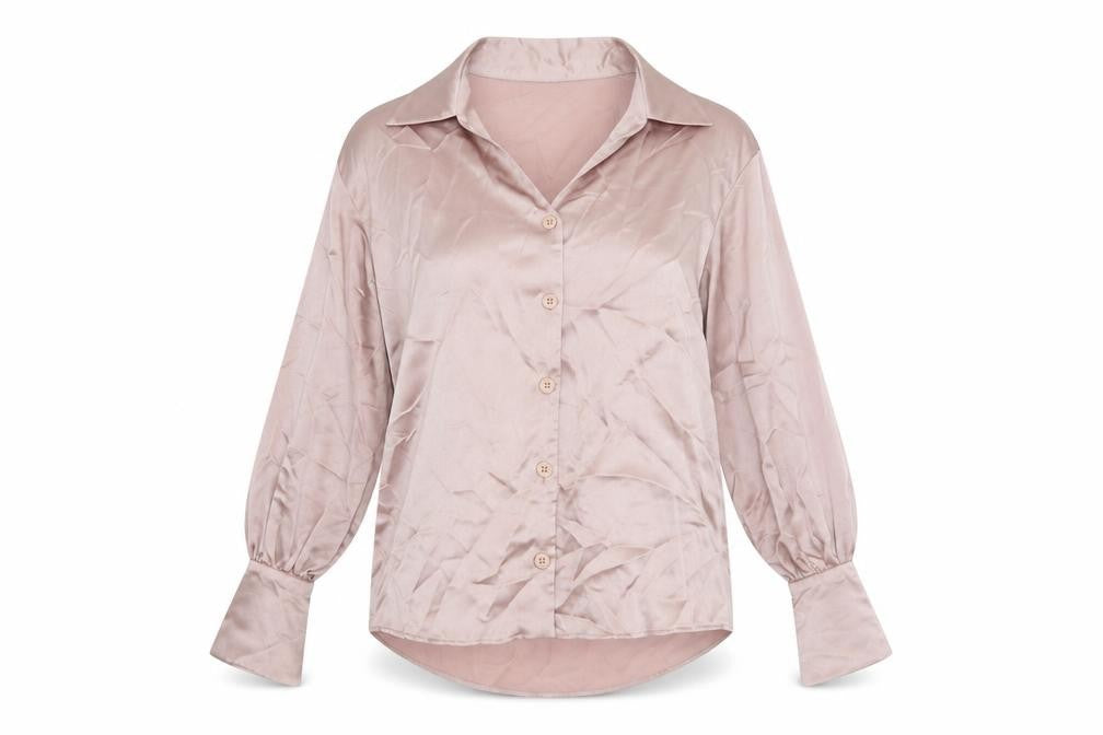 Front view of ASOS Design Women's Pink Button-Up Blouse, size 8