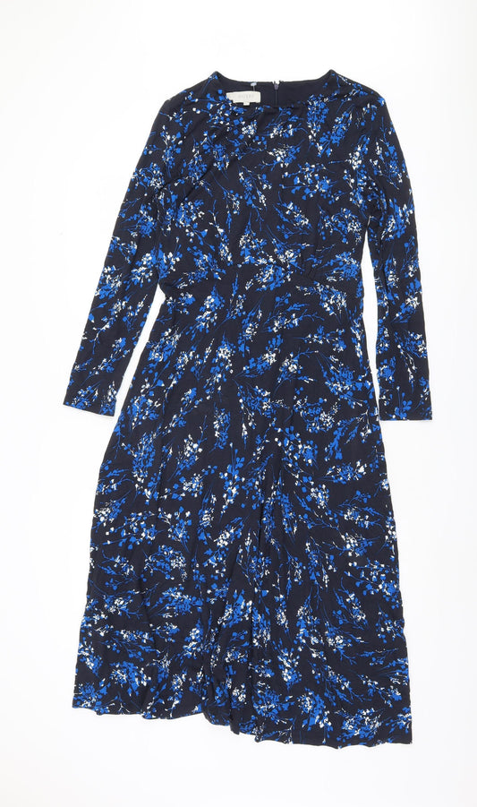 Hobbs Women Blue Floral Midi Dress Size 10