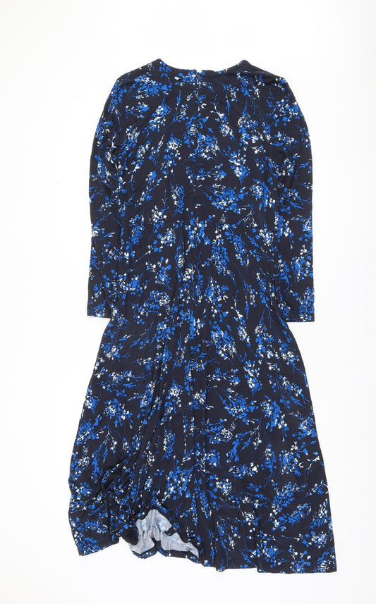 Hobbs Women Blue Floral Midi Dress Size 10