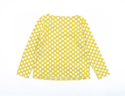 White Stuff Women's Yellow Polka Dot T-Shirt Size 10