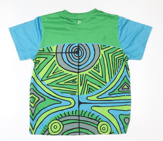 ISC Boys Green Blue Graphic Print T-Shirt, Size 14