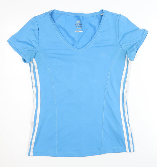 Adidas Women's Blue T-Shirt Size 14 V-Neck Activewear