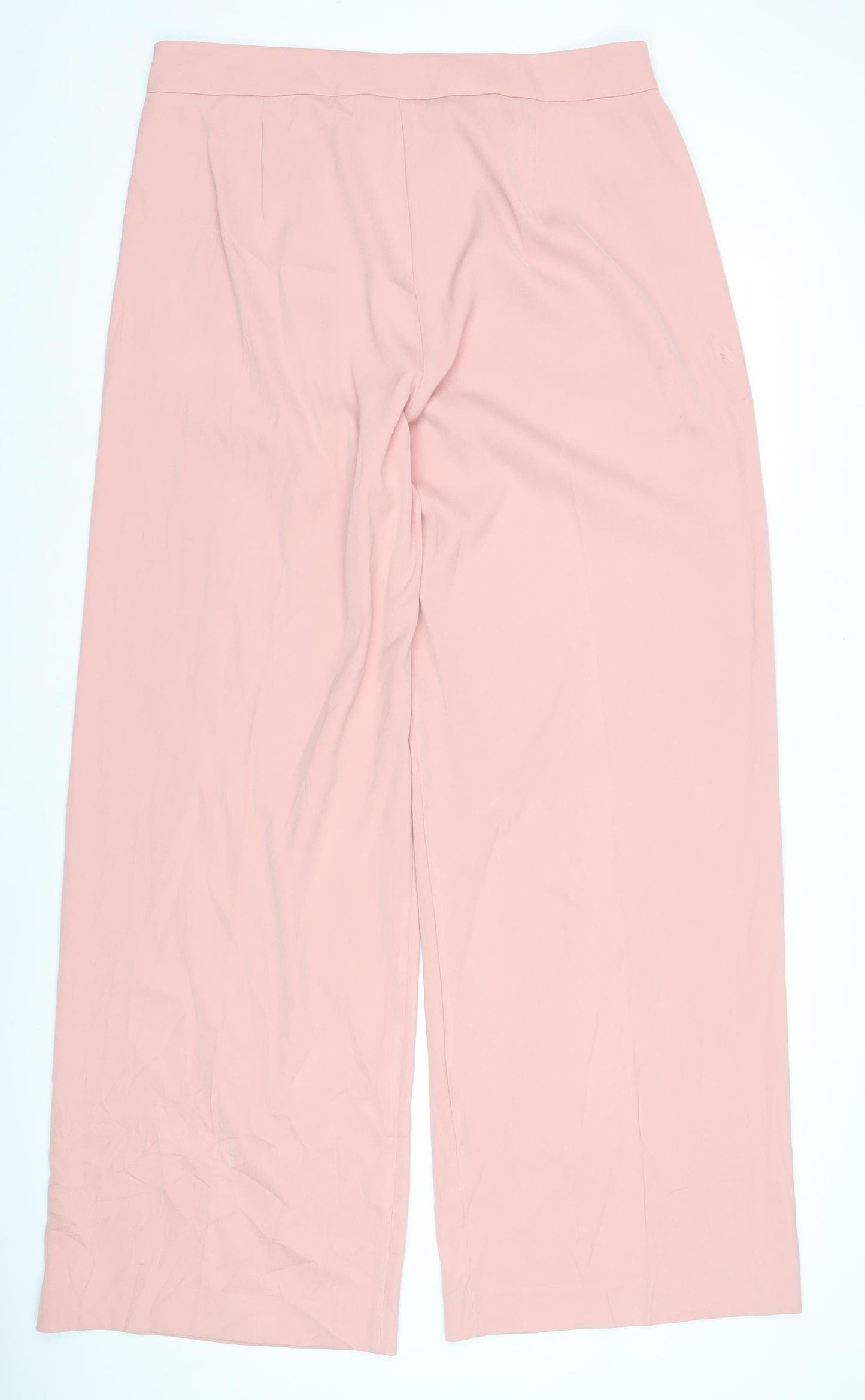 Marks and Spencer Women's Pink Wide-Leg Trousers - Size 16