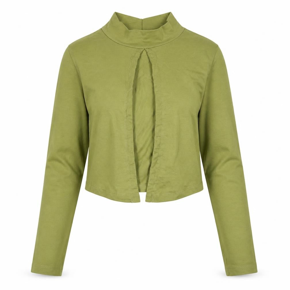 Boohoo Women's Green Cropped Blouse Size 10