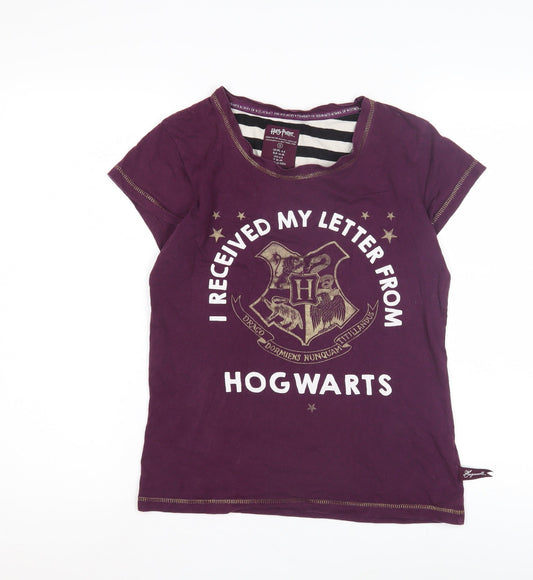 Harry Potter Womens Purple Hogwarts T-Shirt Size S