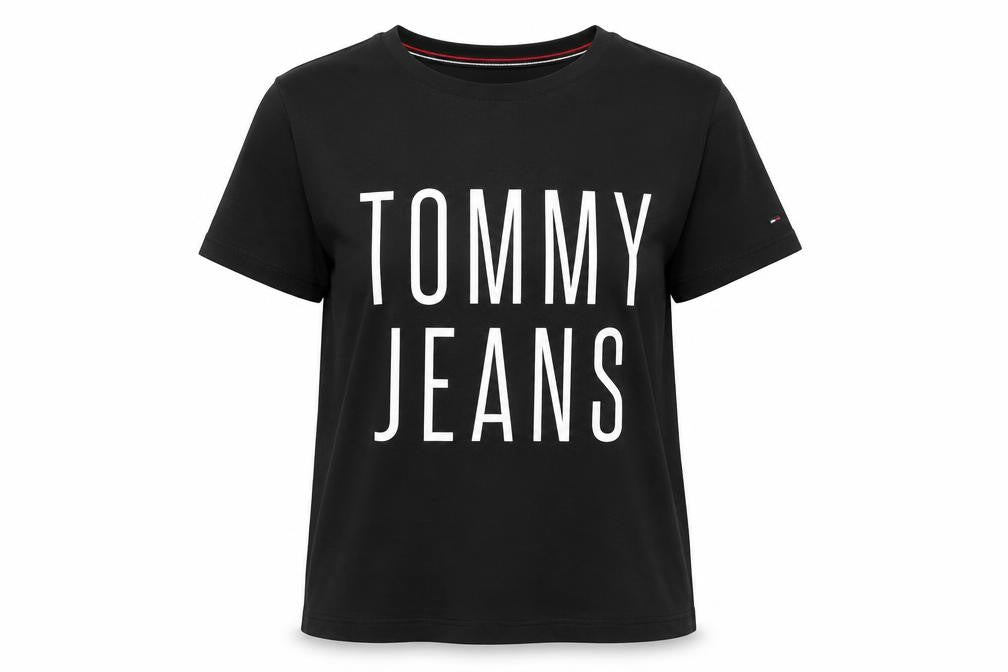 Womens UK Size S Tommy Jeans Black Cotton T-Shirt