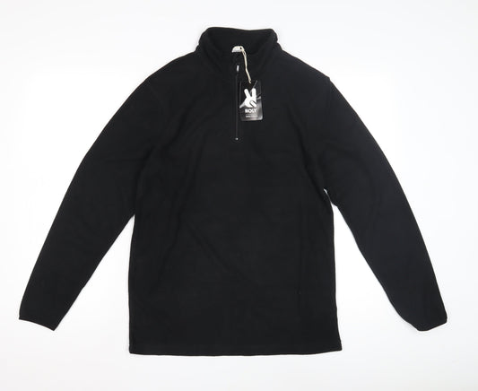 Roly Men's Black Fleece 1/4 Zip Sweatshirt, Size S