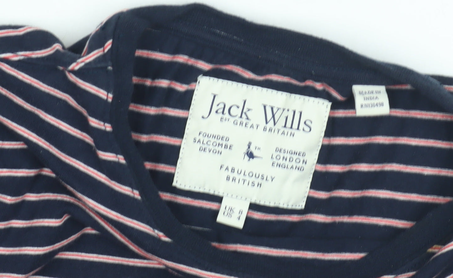 Jack Wills Women's Blue Striped T-Shirt Dress, Size 8