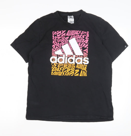 Adidas Men's Black Graphic Print T-Shirt, Size M