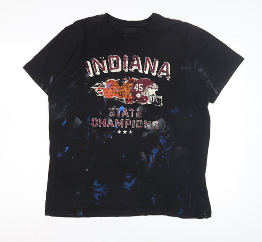 Jack & Jones Men's Black Graphic Sports T-Shirt - Large