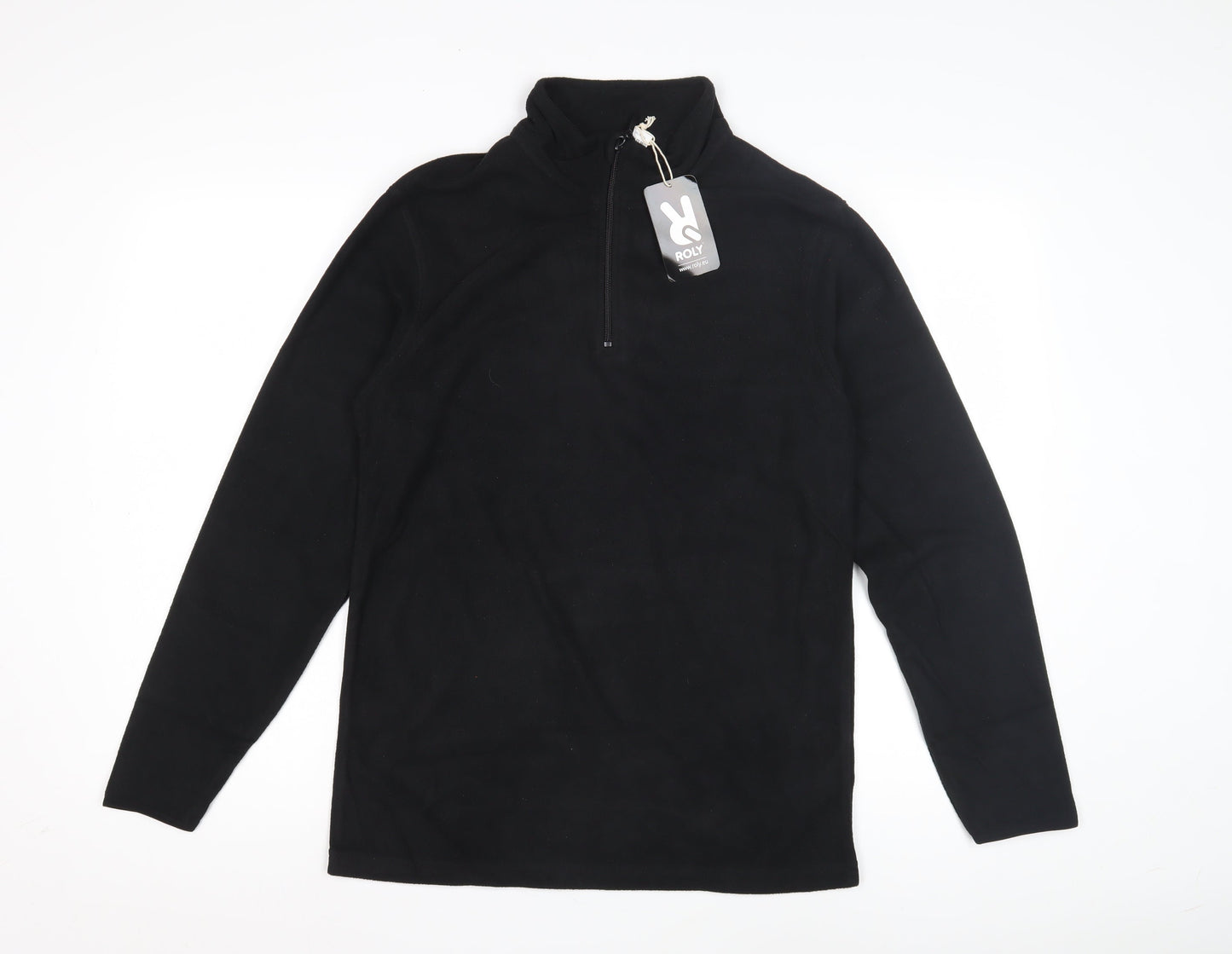 Roly Black Unisex Sweatshirt S 1/4 Zip Fleece