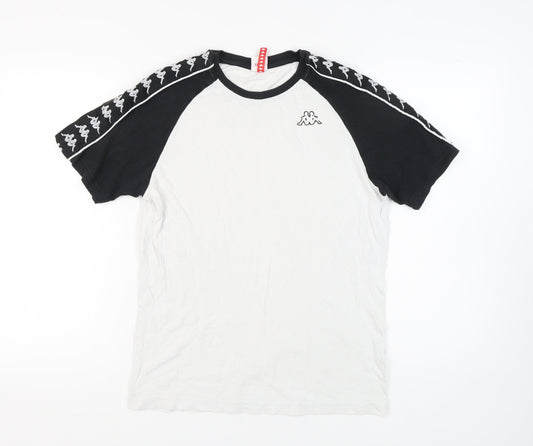 Kappa Men's White & Black Colourblock Logo T-Shirt, L
