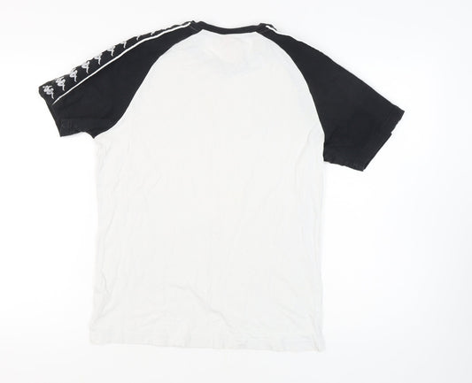 Kappa Men's White & Black Colourblock Logo T-Shirt, L