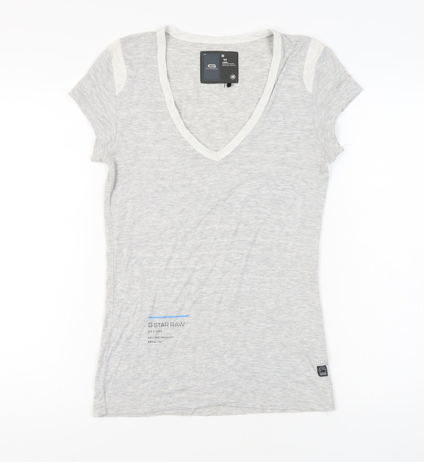 G-Star Women's Grey V-Neck T-Shirt Size M