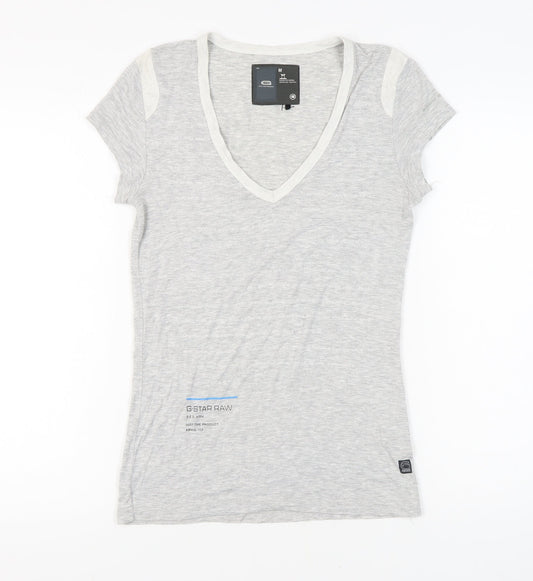 G-Star Women's Grey V-Neck T-Shirt Size M