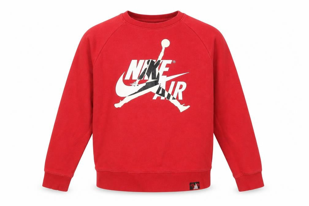 Front view of Nike boys’ red sweatshirt 12-13 yrs graphic print casual