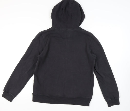 Firetrap Men's Black Hoodie - Large, Pullover, Logo