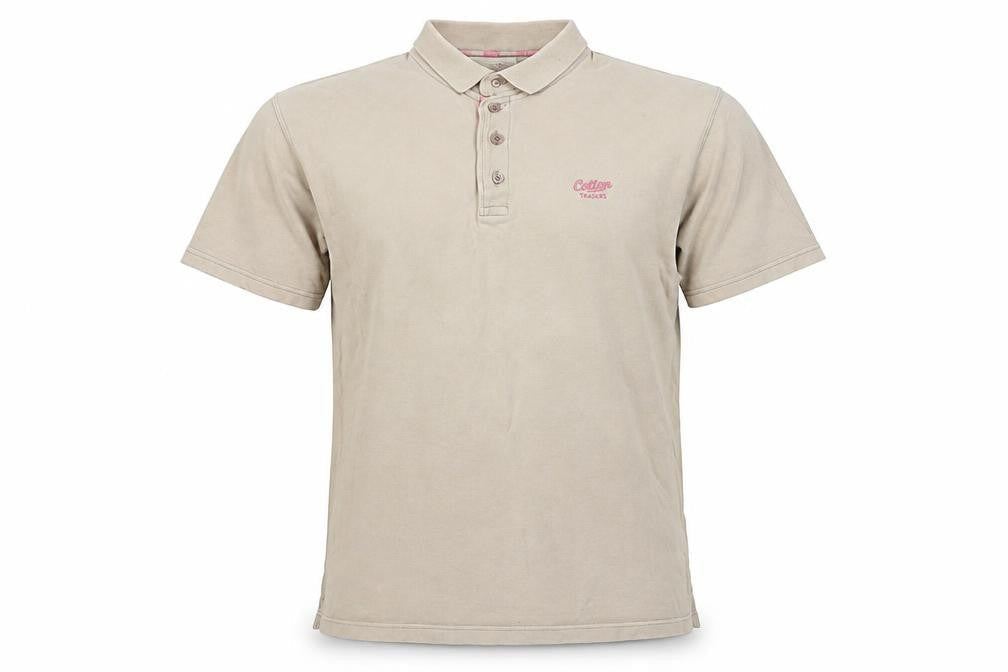 Cotton Traders Men's Beige Polo Short Sleeve L