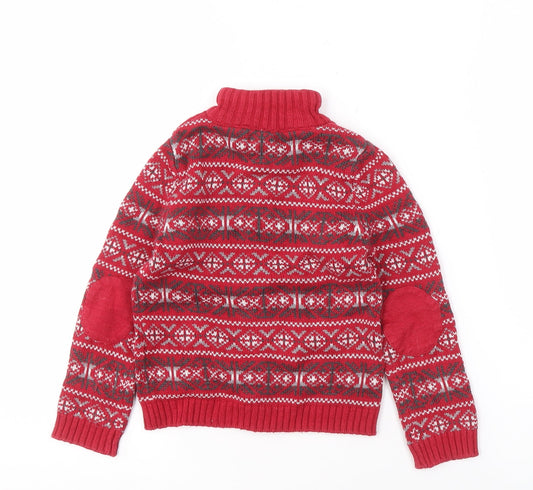 Authentic Baby Boys Red Fair Isle Knit Jumper Size 3-4 Years