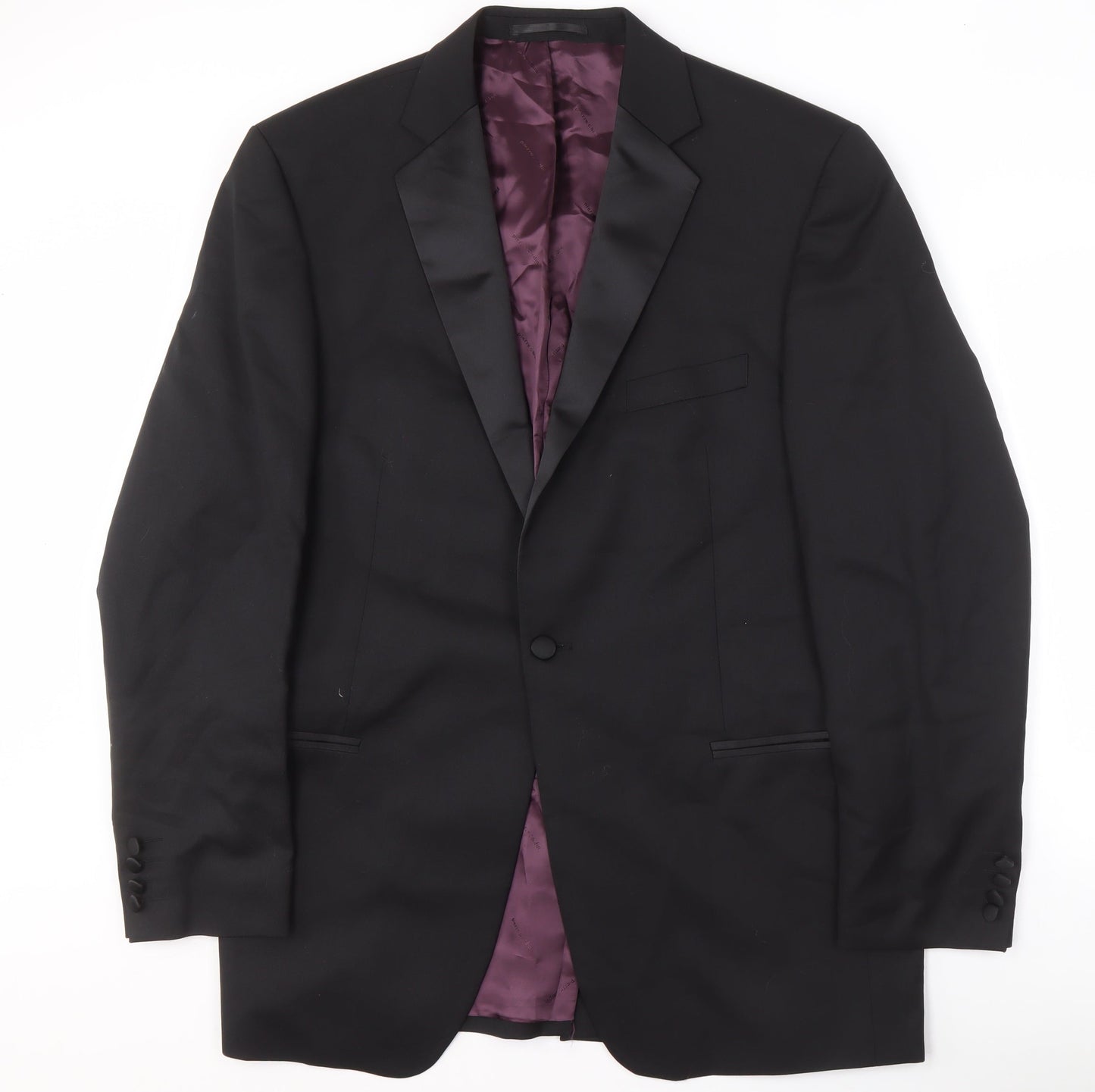 Men's Black Long Blazer 42L Tuxedo Peak Lapel