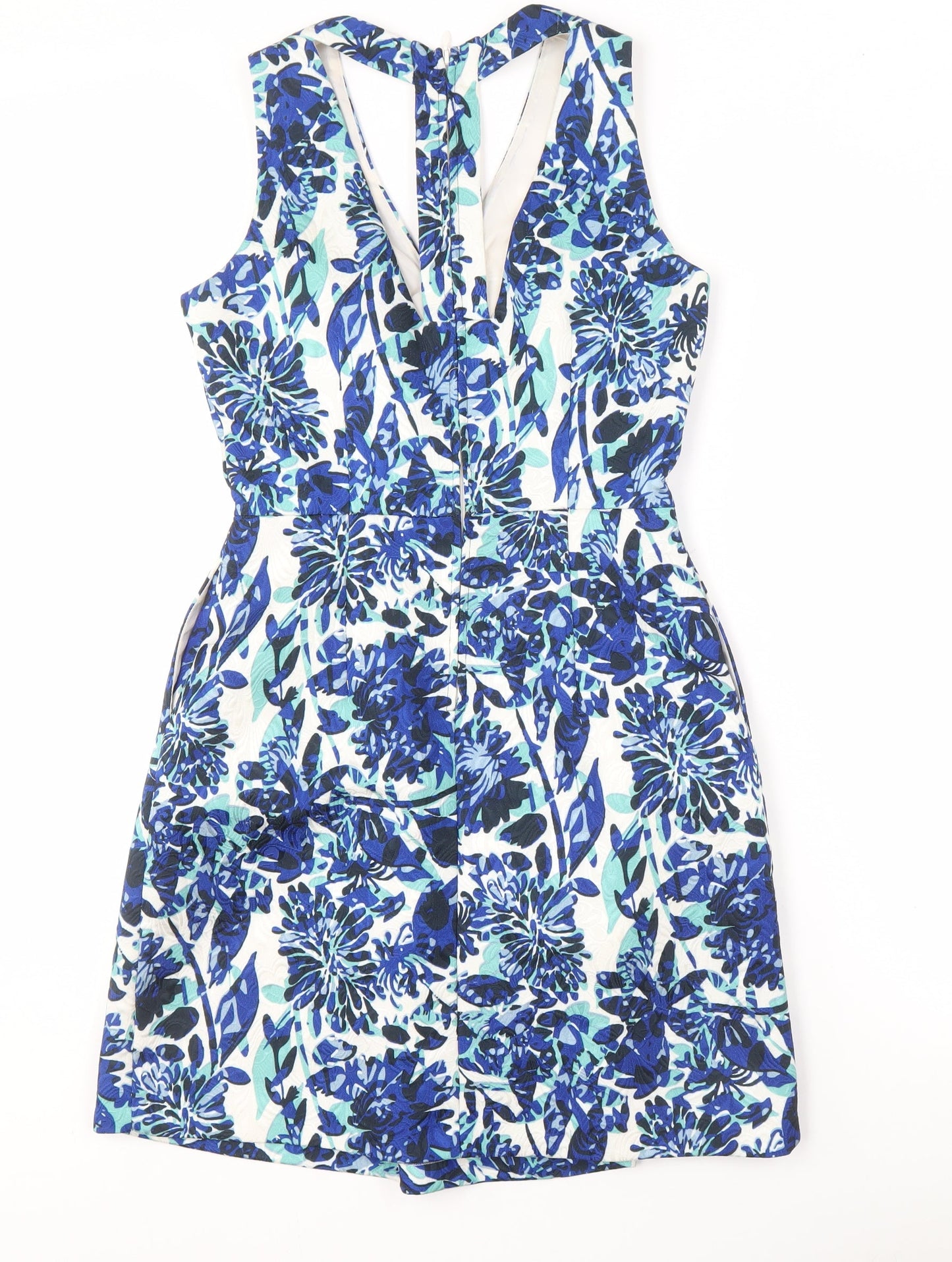 H&M Women's Blue Floral A-Line Dress, Size 8