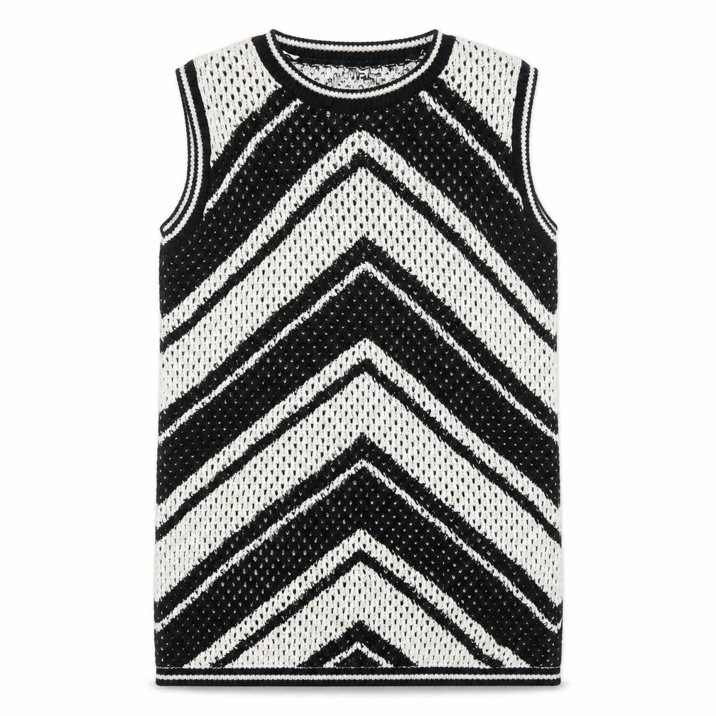 Marks and Spencer Girls Black White Chevron Knit Vest 12-13 Years