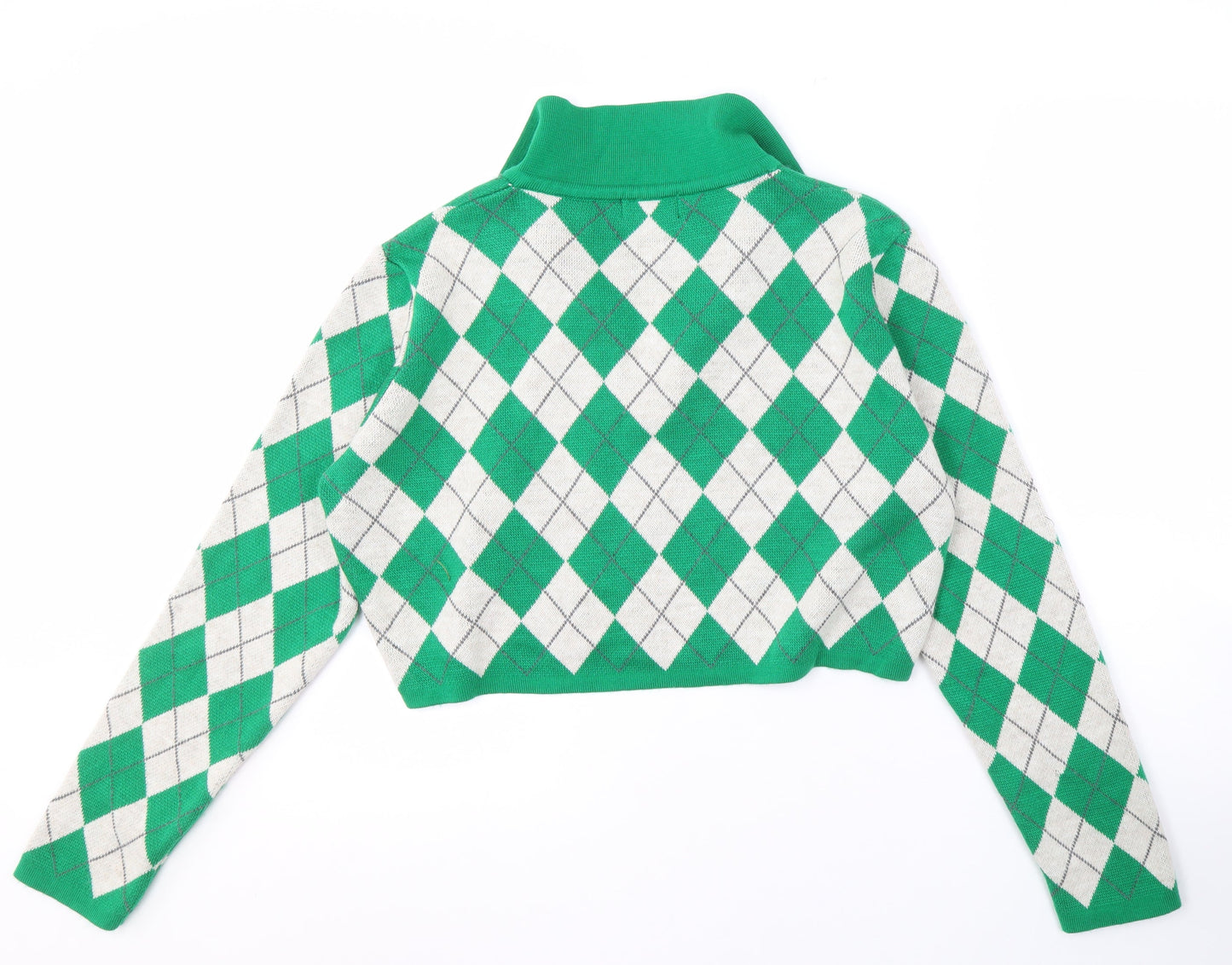PrettyLittleThing Women's Green Argyle Jumper, Size L