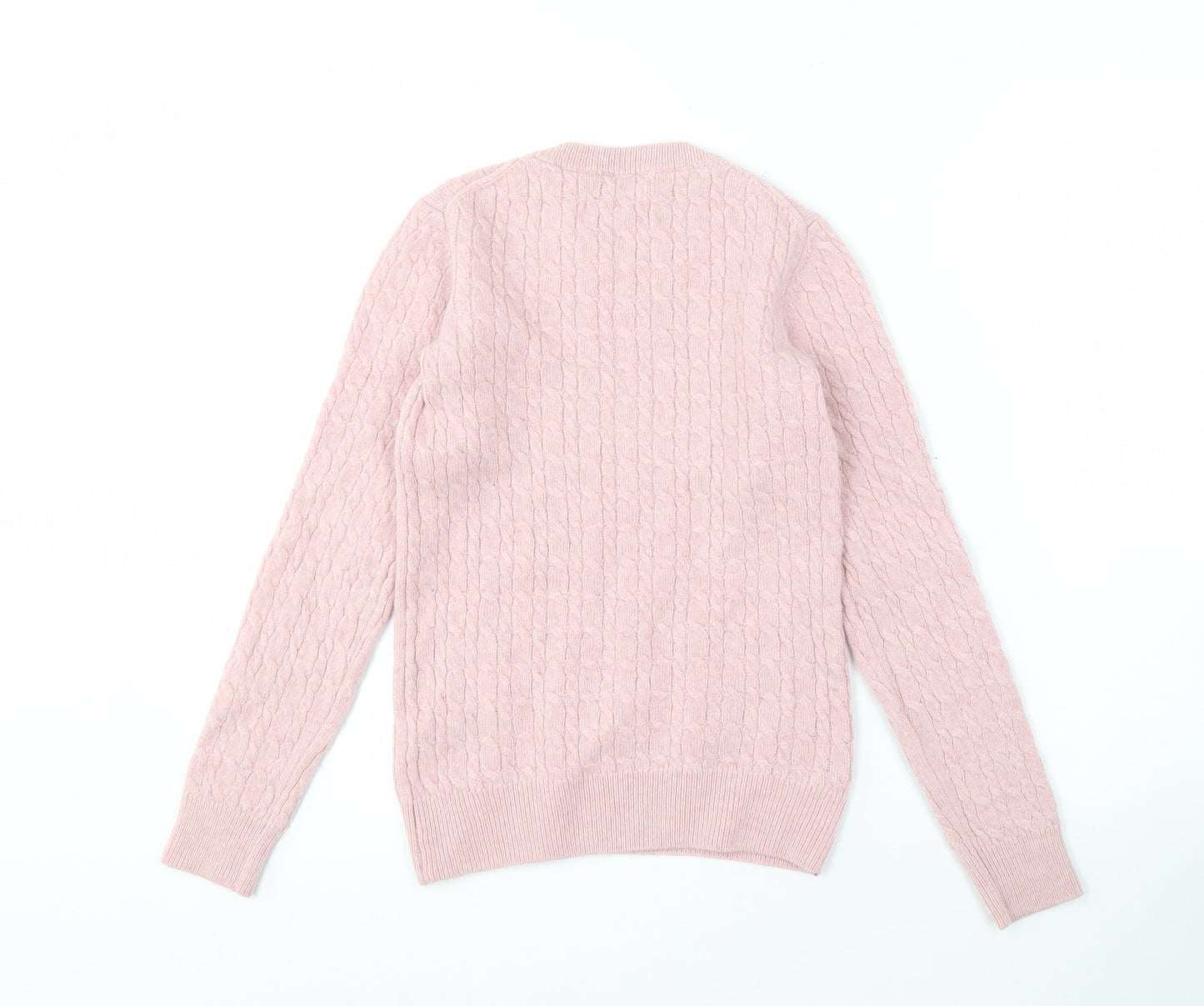 Jack Wills Women's Pink Cable-Knit Merino Wool Jumper Size 8