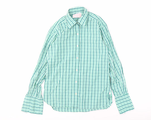 Pink Women's Green Long Sleeve Check Button-Up Shirt