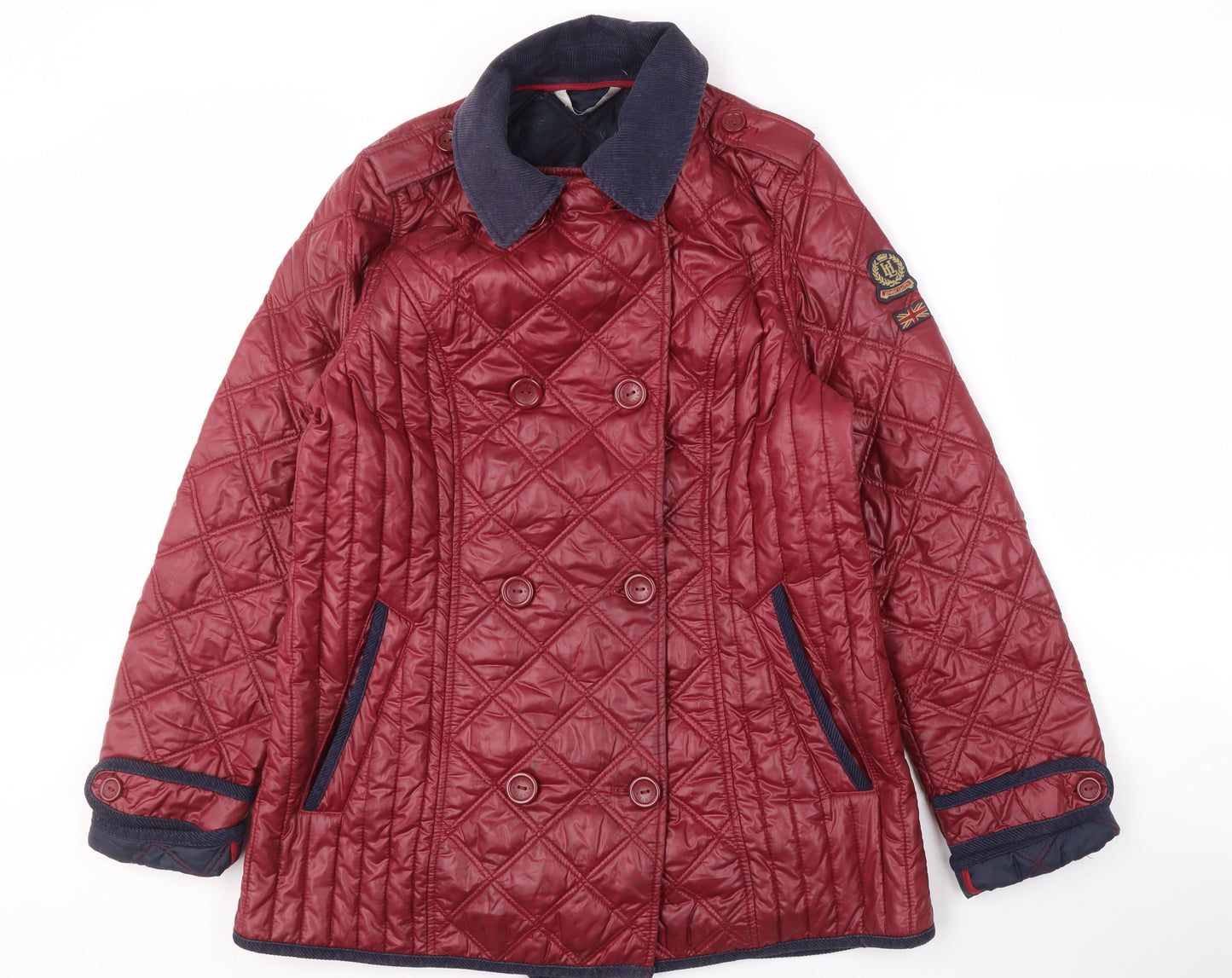 Henry Lloyd Red Quilted Double-Breasted Jacket M