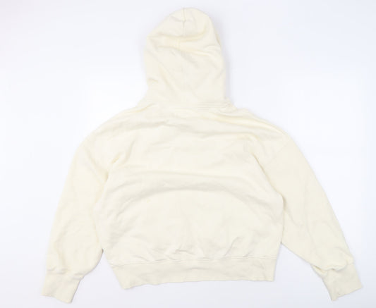 izzue Men's Ivory Medium Pullover Hoodie, Logo Accent