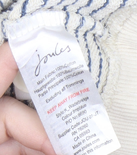 Joules Women's Ivory Striped Pullover Sweatshirt Size 12