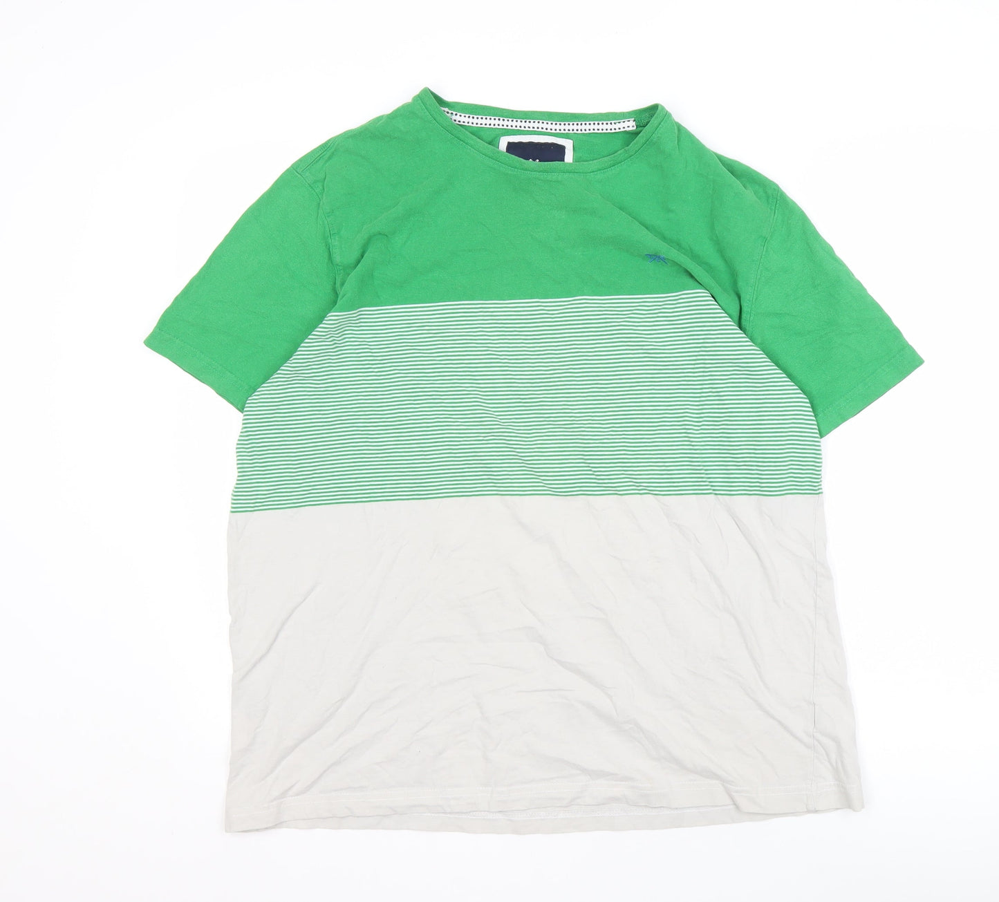 Crew Clothing Co. Men's 2XL Green Striped T-Shirt