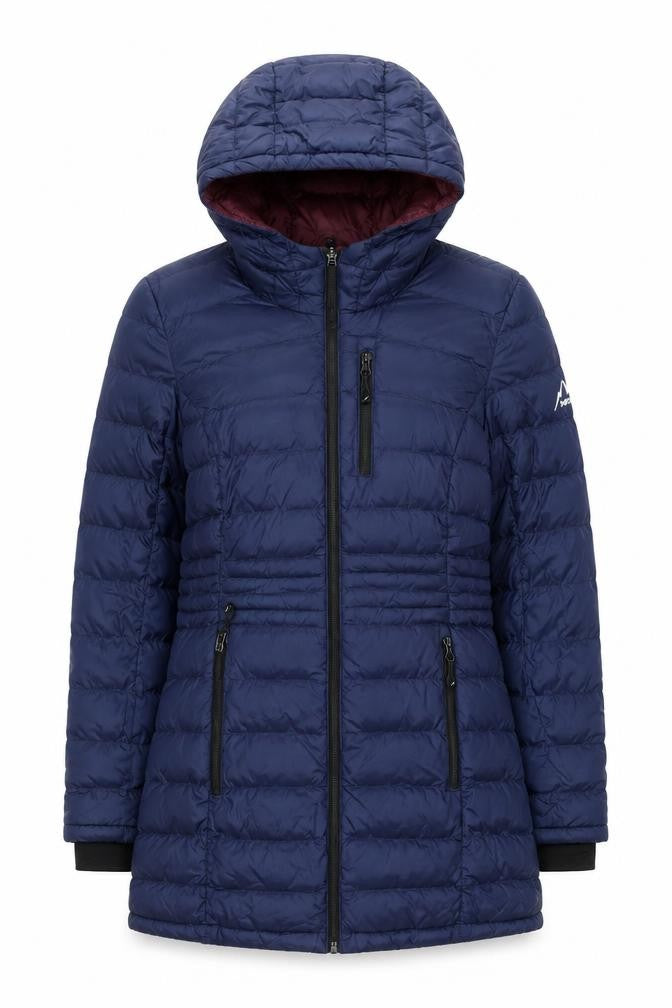 HFX Women's Blue Puffer Jacket S Hooded Zipped Pockets